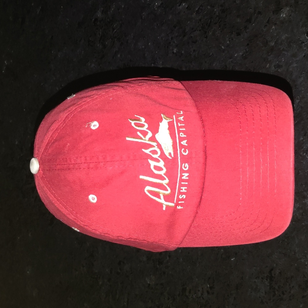 Alaska Fishing Capital Embroidered Logo Strapback Orange Cap Hat